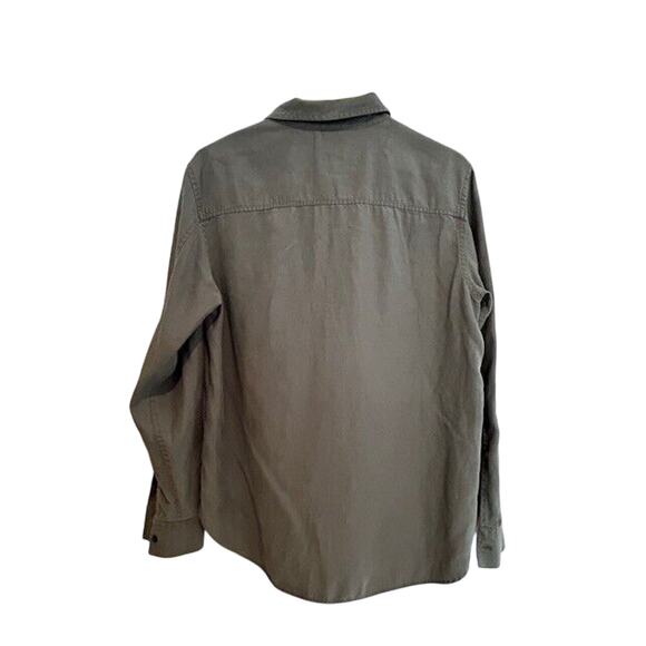 EVERLANE Shirt Green Long Sleeve Cotton Half Zip Collared Shirt Men’s LARGE - Picture 2 of 8